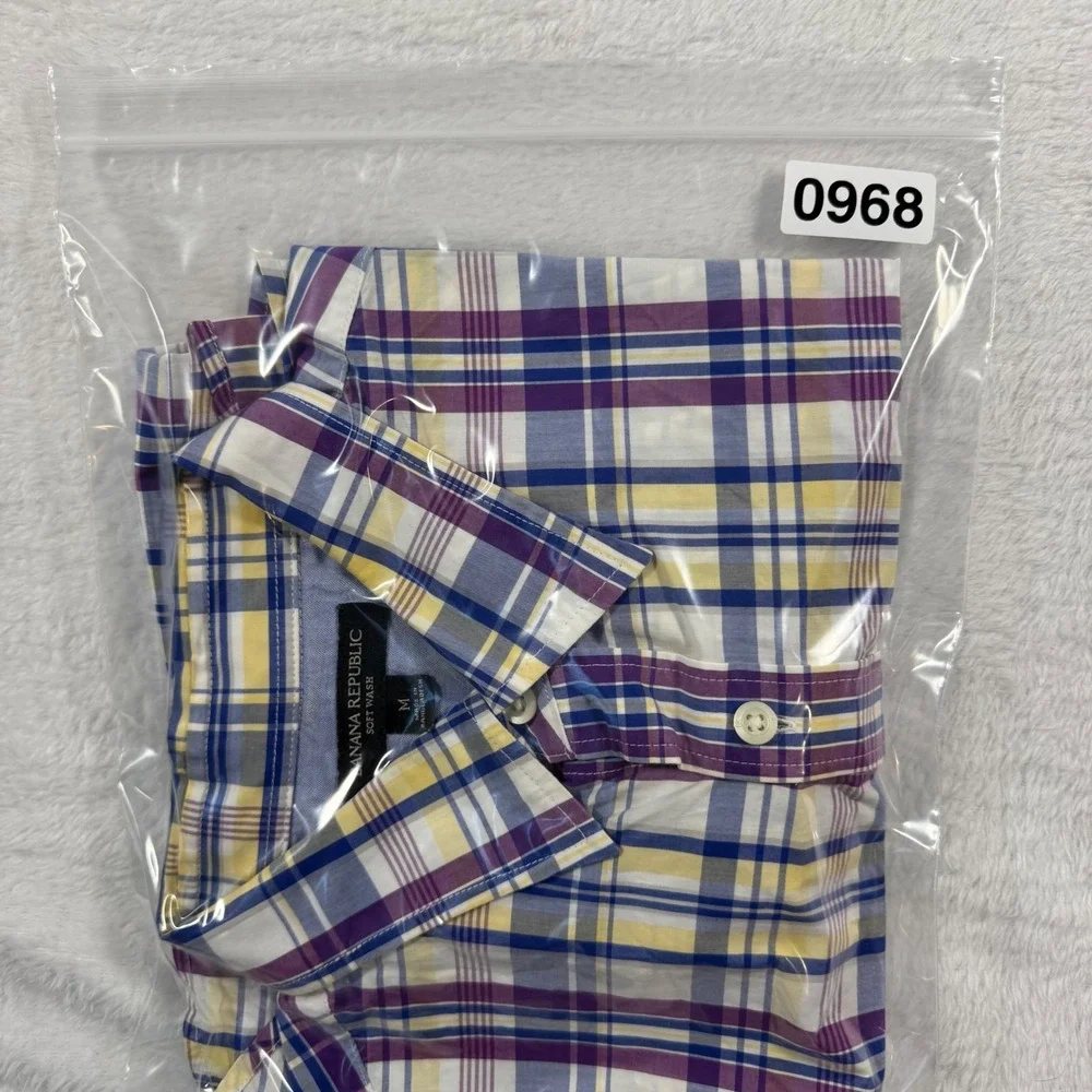 Banana Republic Button Down Shirt Mens M Multi‎ Plaid Excellent Soft Wash Cotton